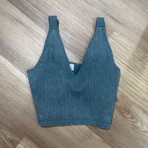 Blue Ribbed Women's Top